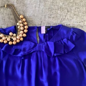 J. Crew 100% silk bow top